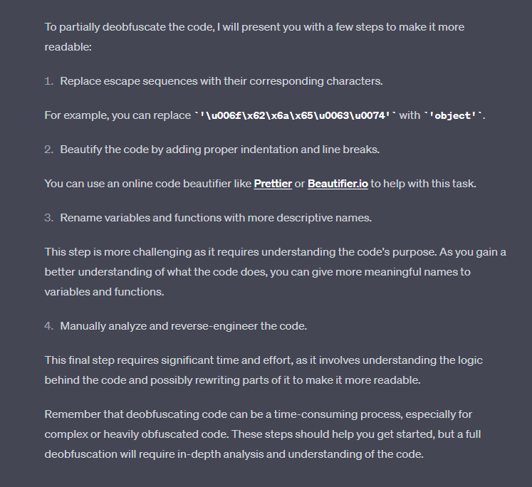 chatGPT is not able to de-obfuscate the source code provided by Jscrambler obfuscation tool
