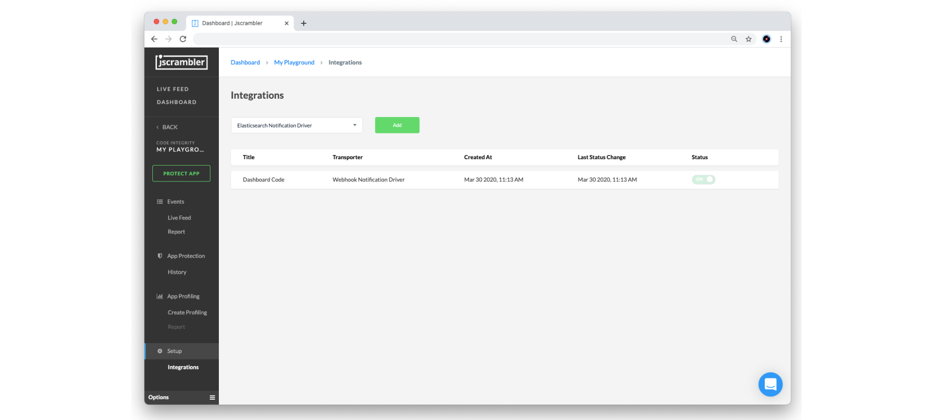 siem-integration-jscrambler-dashboard-setup-section